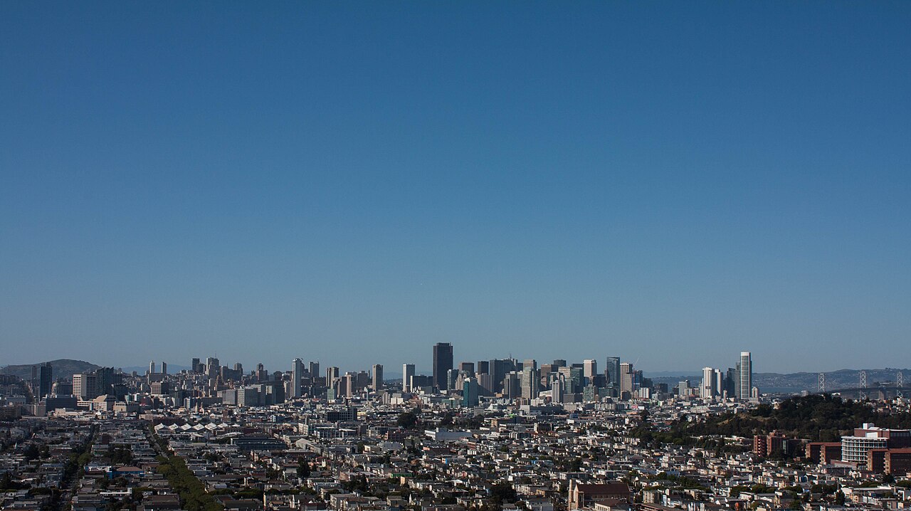 View over the city from Bernal Heights' grassy off-leash summit photo
