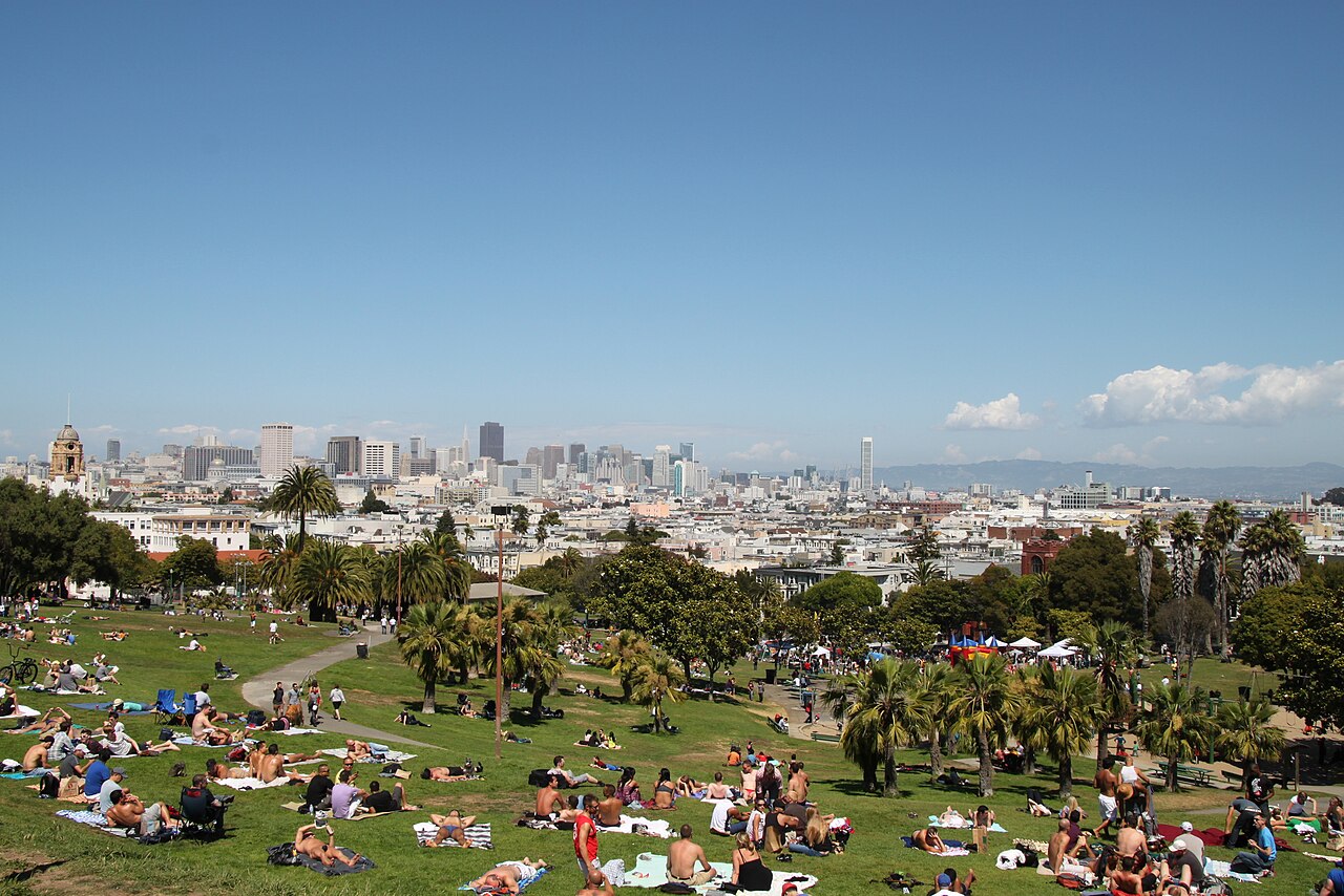 Dolores Park's grassy slopes with city views photo